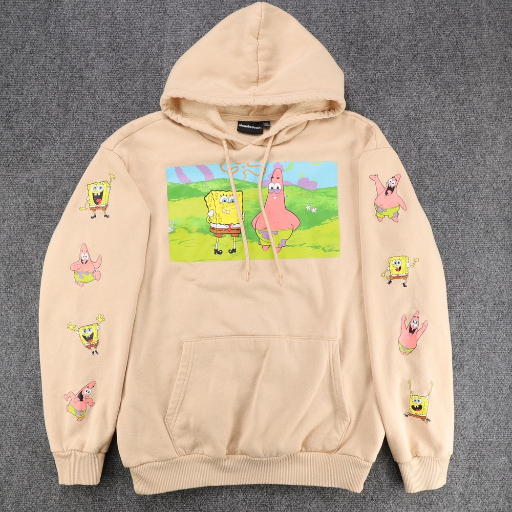 Nickelodeon Spongebob Squarepants Graphic Sleeve Hoodie‎ Beige Medium